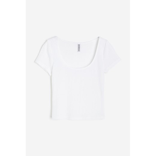 H & M - Top z ażurowego dżerseju - Biały ze sklepu H&M w kategorii Bluzki damskie - zdjęcie 170842762