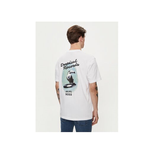 Boss T-Shirt Te_Records 50515553 Biały Relaxed Fit ze sklepu MODIVO w kategorii T-shirty męskie - zdjęcie 170848043