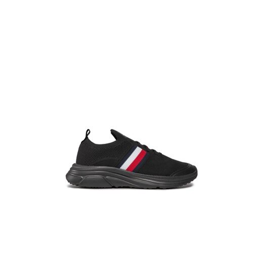 Tommy Hilfiger Sneakersy Modern Runner Knit Stripes Ess FM0FM04798 Czarny ze sklepu MODIVO w kategorii Buty sportowe męskie - zdjęcie 170848513
