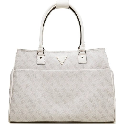 Shopper bag biała Guess ze skóry ekologicznej