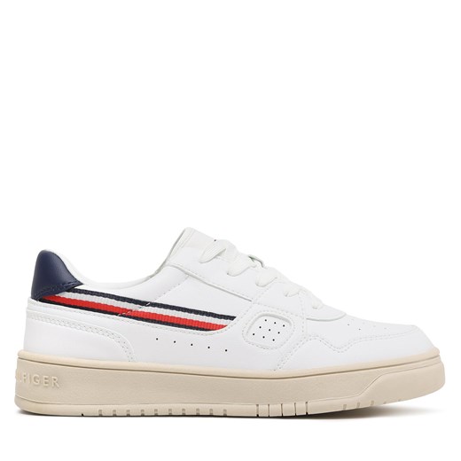 Sneakersy Tommy Hilfiger Stripes Low Cut Lace-Up Sneaker T3X9-32848-1355 S White 100 ze sklepu eobuwie.pl w kategorii Buty sportowe dziecięce - zdjęcie 170854722