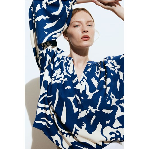 H & M - Bluzka z baloniastym rękawem - Niebieski H & M 3XL H&M
