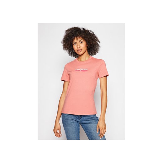 Lee T-Shirt Logo L44NEPQJ 112109935 Różowy Regular Fit ze sklepu MODIVO w kategorii Bluzki damskie - zdjęcie 170855433
