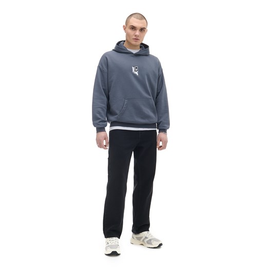 Cropp - Ciemnoszara bluza z kapturem i haftem - szary Cropp S Cropp