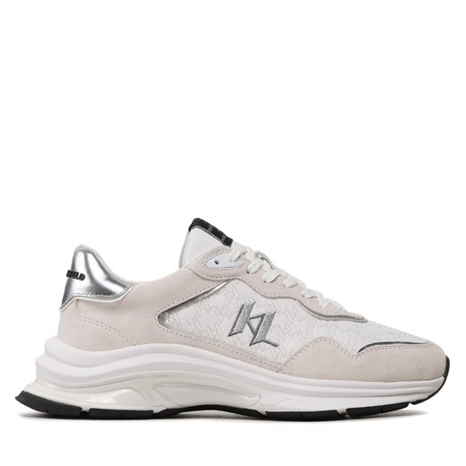 Sneakersy KARL LAGERFELD KL53165 White Lthr/Textile W/Silver ze sklepu eobuwie.pl w kategorii Buty sportowe męskie - zdjęcie 170860373