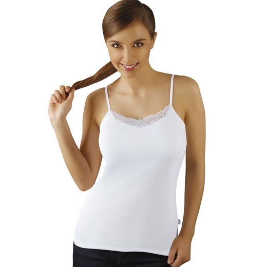 Koszulka damska biała na cienkich ramiączkach Sila, Kolor biały, Rozmiar M, EMILI ze sklepu Intymna w kategorii Podkoszulki i halki - zdjęcie 170863323