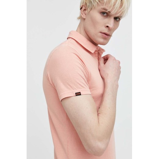 Superdry polo bawełniane kolor różowy gładki ze sklepu ANSWEAR.com w kategorii T-shirty męskie - zdjęcie 170867243