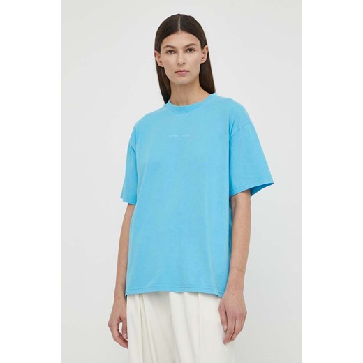 Samsoe Samsoe t-shirt bawełniany EIRA damski kolor niebieski F23200050 ze sklepu ANSWEAR.com w kategorii Bluzki damskie - zdjęcie 170867270
