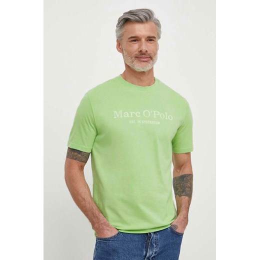 Marc O&apos;Polo t-shirt bawełniany męski kolor zielony z nadrukiem 423201251052 ze sklepu ANSWEAR.com w kategorii T-shirty męskie - zdjęcie 170867390