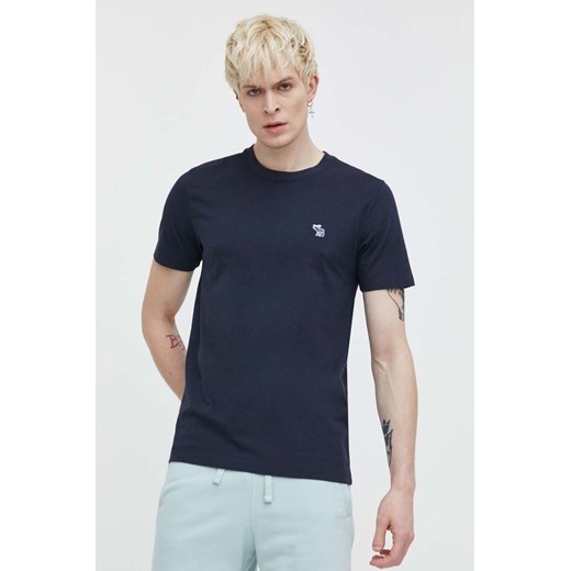 Abercrombie &amp; Fitch t-shirt bawełniany męski kolor granatowy gładki ze sklepu ANSWEAR.com w kategorii T-shirty męskie - zdjęcie 170867424