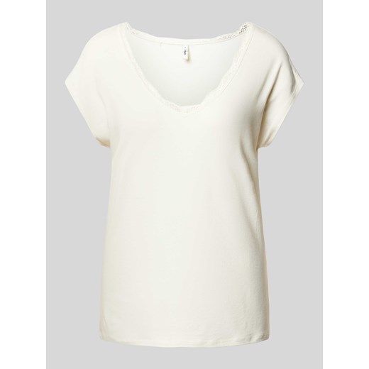 T-shirt z obszyciem koronką model ‘MOSTER’ ze sklepu Peek&Cloppenburg  w kategorii Bluzki damskie - zdjęcie 170868791