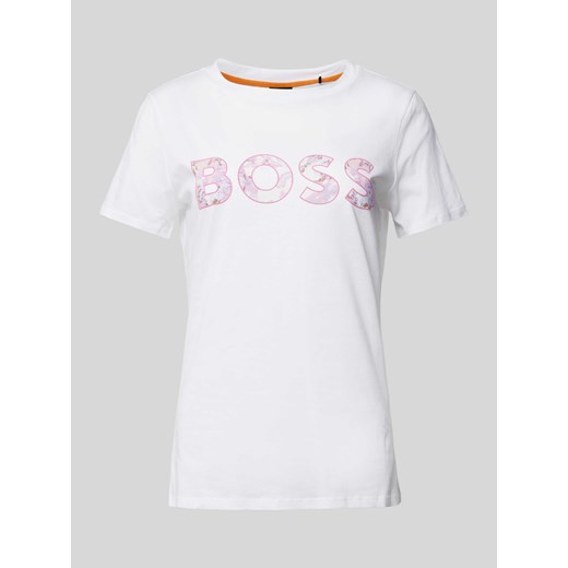 T-shirt z nadrukiem z logo model ‘Elogo’ ze sklepu Peek&Cloppenburg  w kategorii Bluzki damskie - zdjęcie 170869163