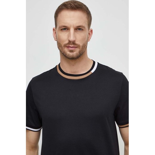 BOSS t-shirt bawełniany męski kolor czarny z aplikacją L ANSWEAR.com