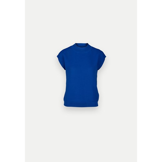 Granatowa bluzka z prążkowanej dzianiny ze sklepu Molton w kategorii Bluzki damskie - zdjęcie 170875154