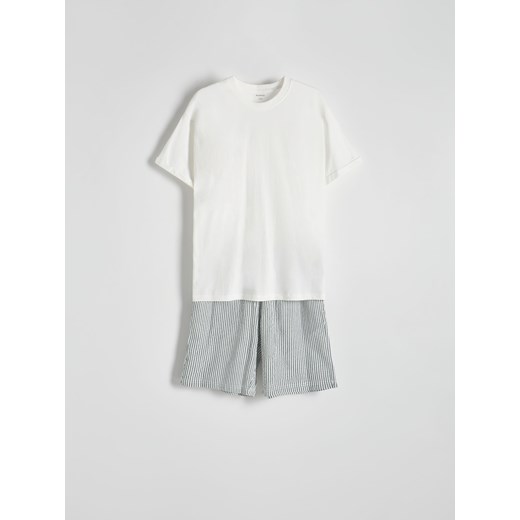 Reserved - Dwuczęściowa piżama - złamana biel ze sklepu Reserved w kategorii Piżamy męskie - zdjęcie 170875281