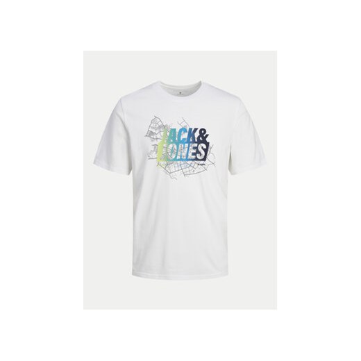 Jack&Jones Junior T-Shirt Map Summer 12257988 Biały Regular Fit Jack&jones Junior 140 MODIVO