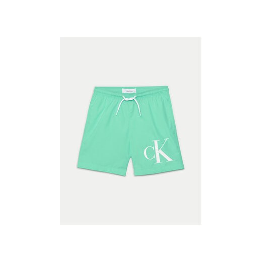 Calvin Klein Swimwear Szorty kąpielowe KV0KV00049 Zielony Regular Fit ze sklepu MODIVO w kategorii Kąpielówki chłopięce - zdjęcie 170878452