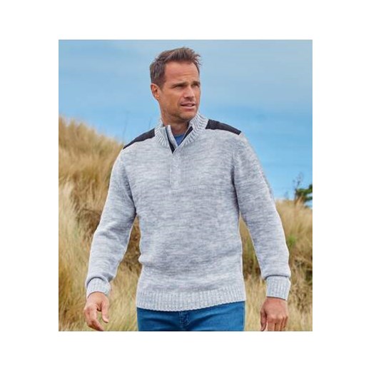 Sweter z wykładanym kołnierzem z melanżowej bawełny Atlas For Men dostępne inne rozmiary okazja Atlas For Men