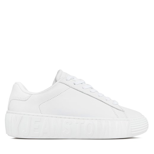 Sneakersy Tommy Jeans Tjw Leather Cupsole Ess EN0EN02507 White YBS ze sklepu eobuwie.pl w kategorii Buty sportowe damskie - zdjęcie 170879421