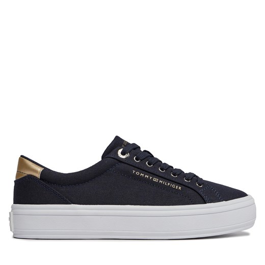 Sneakersy Tommy Hilfiger Essential Vulc Canvas Sneaker FW0FW07682 Granatowy ze sklepu eobuwie.pl w kategorii Trampki damskie - zdjęcie 170879941