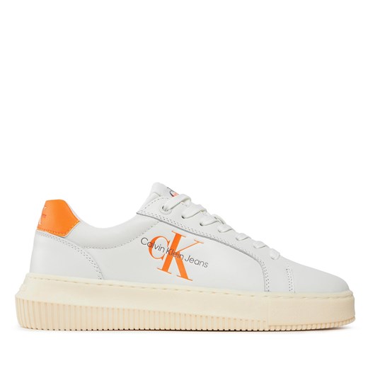 Sneakersy Calvin Klein Jeans Chunky Cupsole Laceup Mon Lth Wn YW0YW00823 Bright White/Shocking Orange 02W ze sklepu eobuwie.pl w kategorii Buty sportowe damskie - zdjęcie 170880223