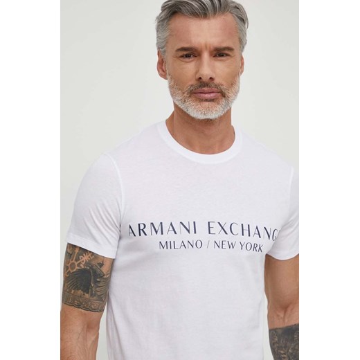 Armani Exchange t-shirt męski kolor biały z nadrukiem 8NZT72 Z8H4Z NOS ze sklepu ANSWEAR.com w kategorii T-shirty męskie - zdjęcie 170883804