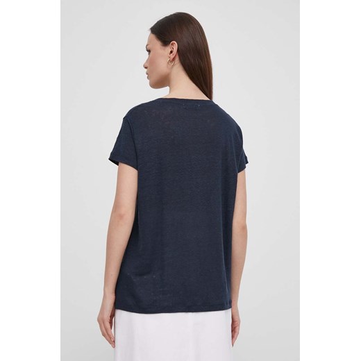 Bluzka damska Pepe Jeans granatowa casual z okrągłym dekoltem z krótkim rękawem