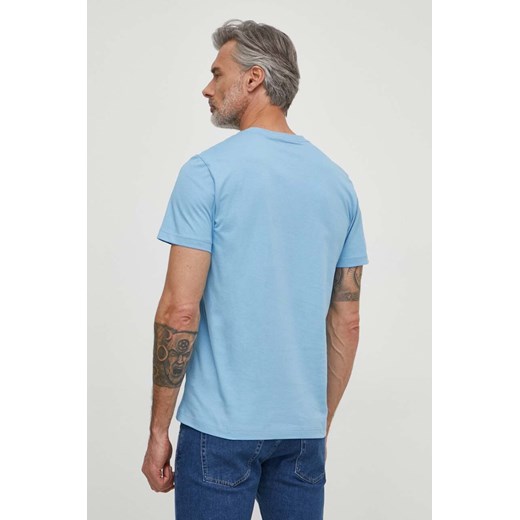 T-shirt męski Calvin Klein niebieski z bawełny młodzieżowy 