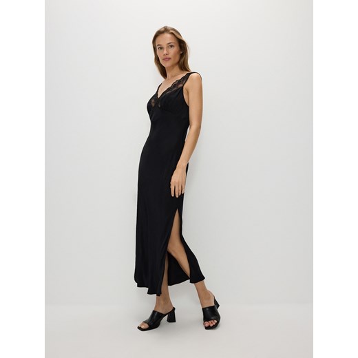 Reserved - Bieliźniana sukienka z wiskozy - czarny ze sklepu Reserved w kategorii Sukienki - zdjęcie 170891891