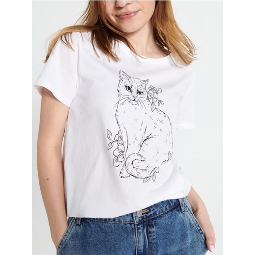 Sinsay - Koszulka z nadrukiem - biały ze sklepu Sinsay w kategorii Bluzki damskie - zdjęcie 170892683