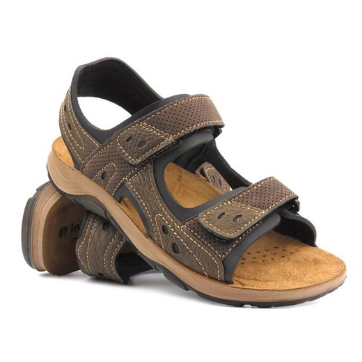 Wygodne sandały męskie na rzepy - INBLU TO-05, brązowe ze sklepu ulubioneobuwie w kategorii Sandały męskie - zdjęcie 170894422
