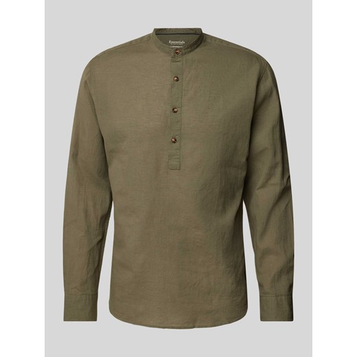 Koszula lniana o kroju regular fit ze stójką ze sklepu Peek&Cloppenburg  w kategorii Koszule męskie - zdjęcie 170894984