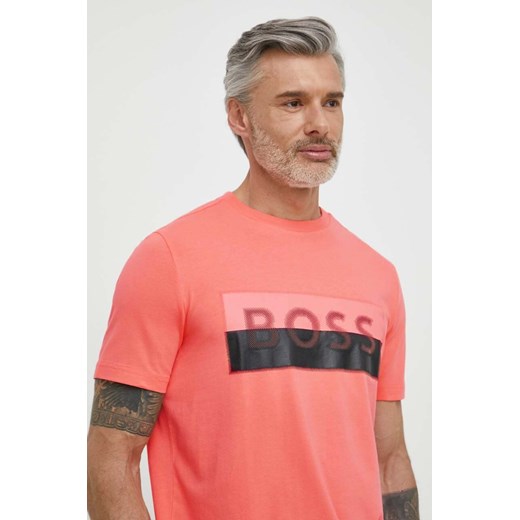 Boss Green t-shirt męski kolor różowy z nadrukiem XL ANSWEAR.com