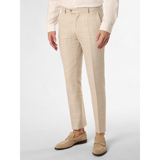 CG - CLUB of GENTS Spodnie z zawartością lnu - Paco Mężczyźni Slim Fit beżowy w kratkę ze sklepu vangraaf w kategorii Spodnie męskie - zdjęcie 170896443