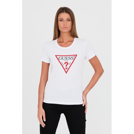 GUESS Biały t-shirt Original Tee, Wybierz rozmiar XL ze sklepu outfit.pl w kategorii Bluzki damskie - zdjęcie 170897051