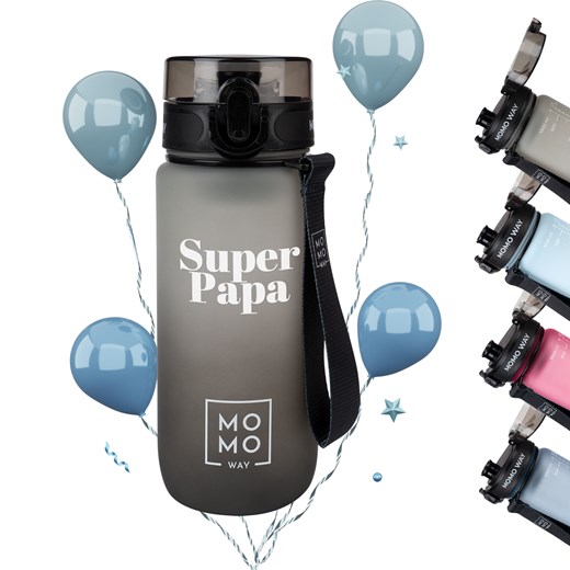 Butelka na wodę Super Papa 600 ml czarna | BPA free | Tritan ze sklepu Sklep SOXO w kategorii Bidony i butelki - zdjęcie 170902754