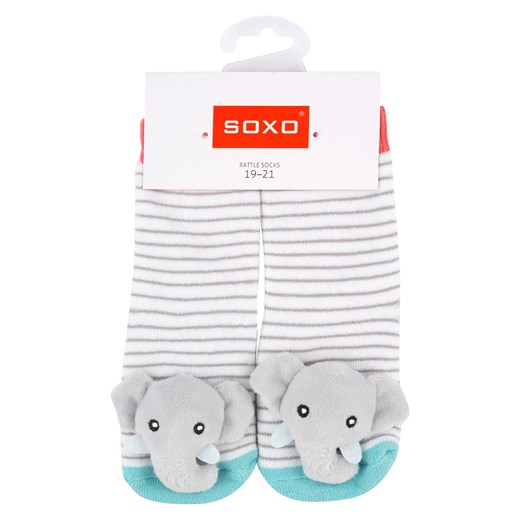 Skarpetki niemowlęce kolorowe SOXO z grzechotką z ABS ze sklepu Sklep SOXO w kategorii Skarpetki dziecięce - zdjęcie 170902931