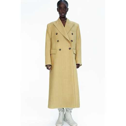 H & M - Dwurzędowy płaszcz z domieszką wełny - Żółty H & M S H&M