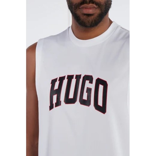 Hugo Boss t-shirt męski z napisami biały z krótkim rękawem 