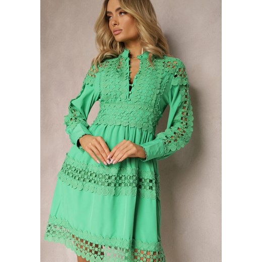 Zielona Koronkowa Sukienka z Ozdobnym Dekoltem Sweeney Renee S okazja Renee odzież