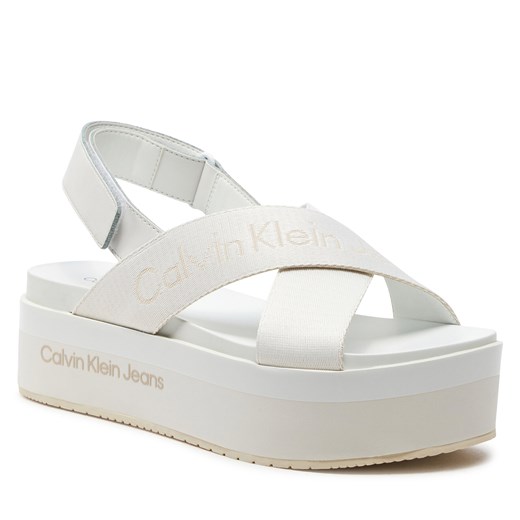 Sandały Calvin Klein Jeans Flatform Sandal Sling In Mr YW0YW01362 Off White YBR 38 eobuwie.pl