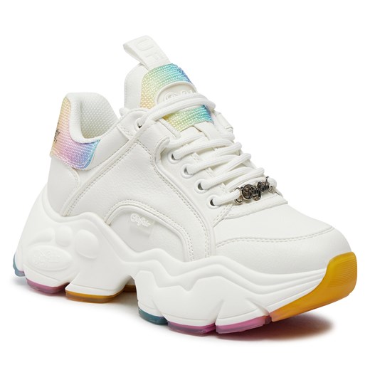 Buty sportowe damskie Buffalo sneakersy białe na platformie sznurowane