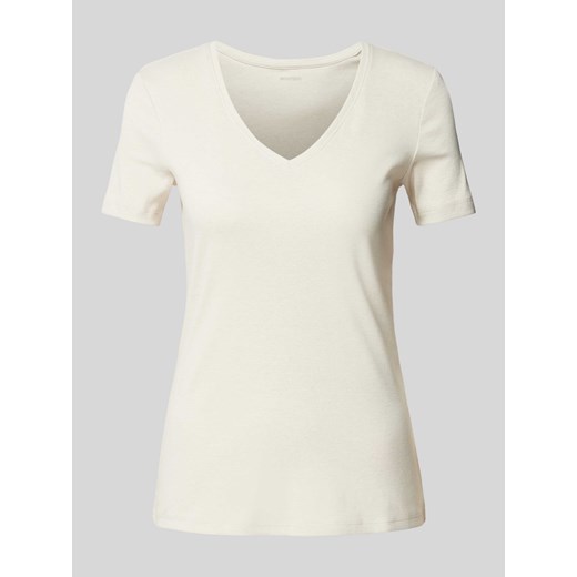 T-shirt z dekoltem w serek w jednolitym kolorze ze sklepu Peek&Cloppenburg  w kategorii Bluzki damskie - zdjęcie 170913674