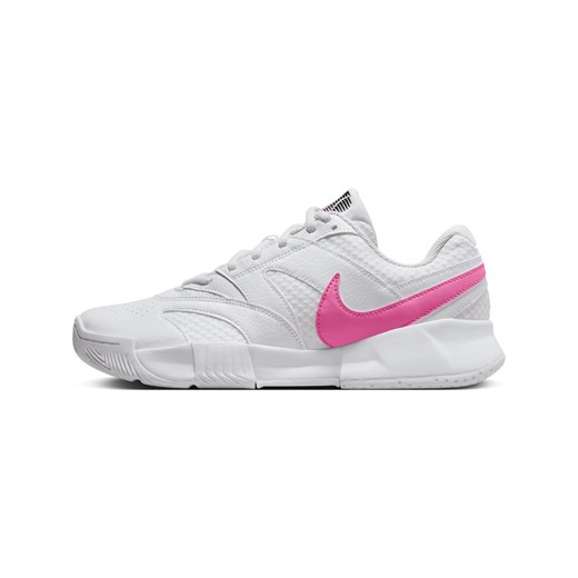 Białe buty sportowe damskie Nike dla tenisistów na płaskiej podeszwie z gumy sznurowane 