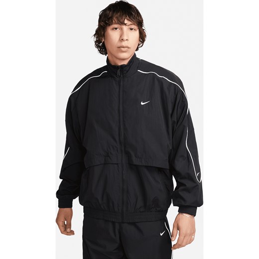 Męska bluza dresowa z tkaniny Nike Sportswear Solo Swoosh - Czerń ze sklepu Nike poland w kategorii Bluzy męskie - zdjęcie 170914302