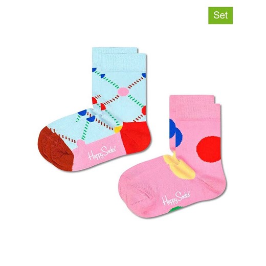 Happy Socks Skarpety (2 pary) w kolorze jasnoróżowo-błękitnym ze sklepu Limango Polska w kategorii Skarpetki dziecięce - zdjęcie 170917313