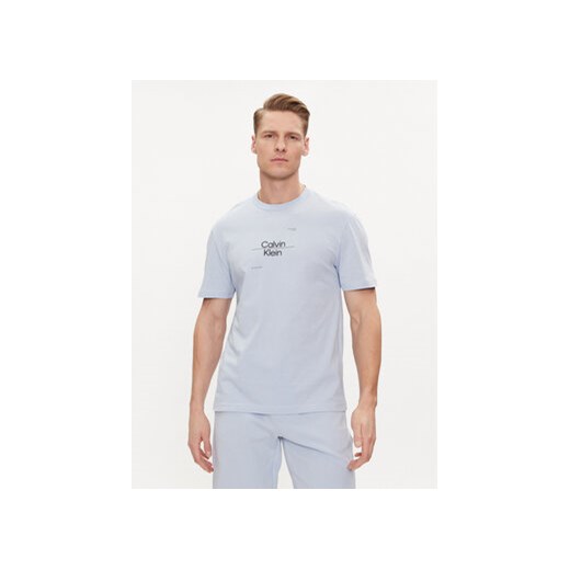 Calvin Klein T-Shirt Line Logo K10K112489 Niebieski Regular Fit ze sklepu MODIVO w kategorii T-shirty męskie - zdjęcie 170918702