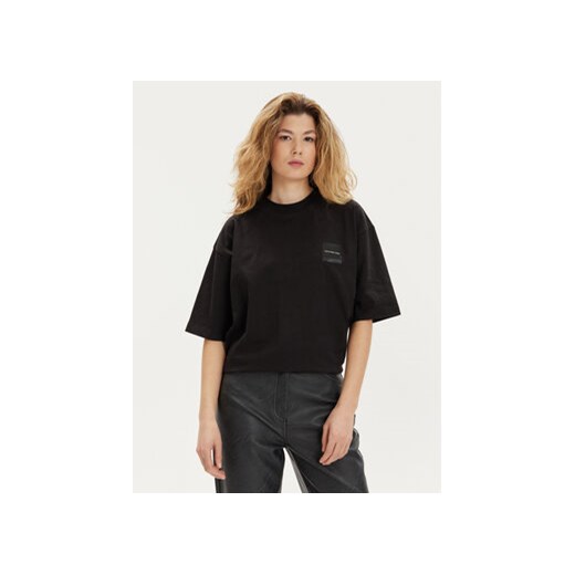 Calvin Klein Jeans T-Shirt Warp Logo J20J223166 Czarny Boyfriend Fit ze sklepu MODIVO w kategorii Bluzki damskie - zdjęcie 170918791