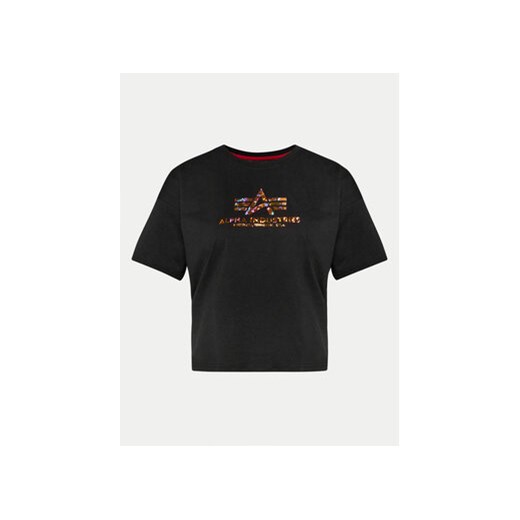 Alpha Industries T-Shirt Basic Print 116050HP Czarny Relaxed Fit ze sklepu MODIVO w kategorii Bluzki damskie - zdjęcie 170918874