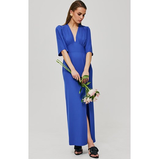 Niebieska sukienka maxi z rozcięciem na nogę K183, Kolor niebieski, Rozmiar L, makover ze sklepu Primodo w kategorii Sukienki - zdjęcie 170919420